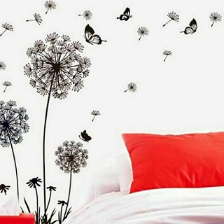 FLYING DANDELION FLOWER BUTTERFLY WALL DECAL STICKERS HOME ART DECOR LIVING ROOM